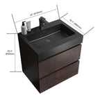 Alice Wall-Mounted Bathroom Vanity with Integrated Sink - Black or White