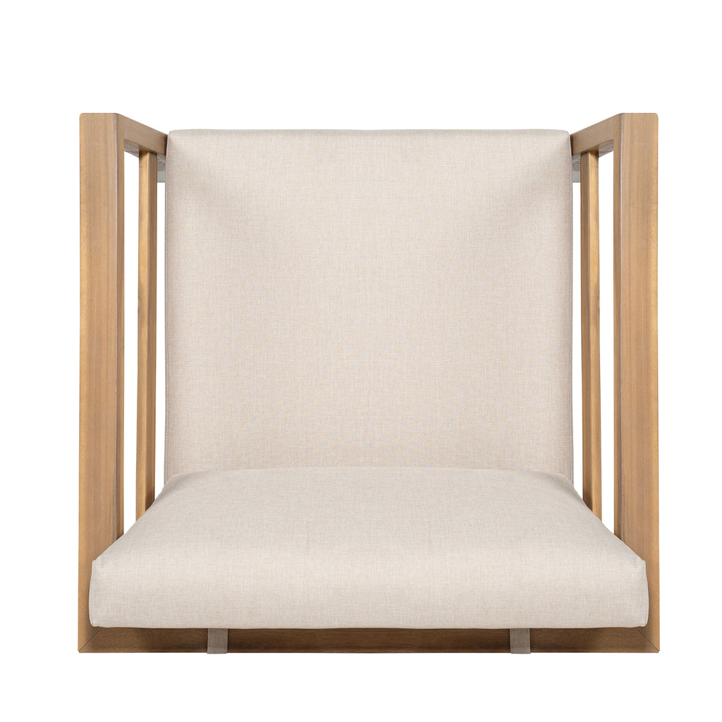 Acacia Wood Outdoor Club Chair with Arms - Removable Cushions