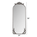 Full Body Arched Mirror with Vintage Carved Applique - Bronze or Pearl Silver