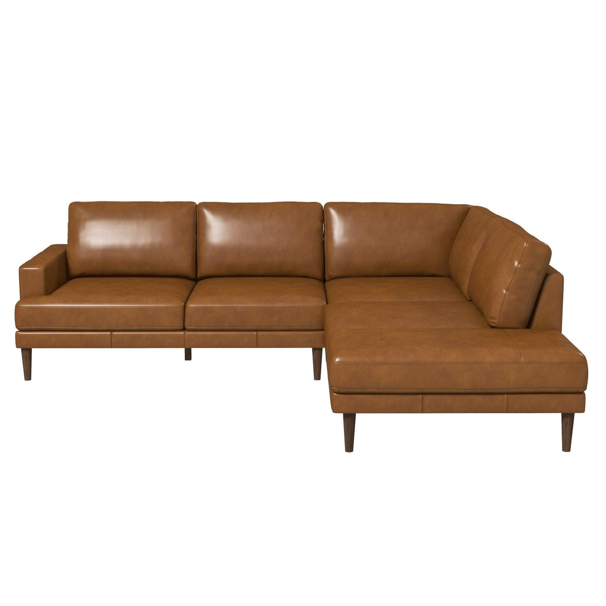 L-Shaped Sectional Sofa with Modern Design - Light Brown