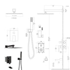 10-Inch Wall Mounted Square Shower System with Rough In Valve - Black or Gray