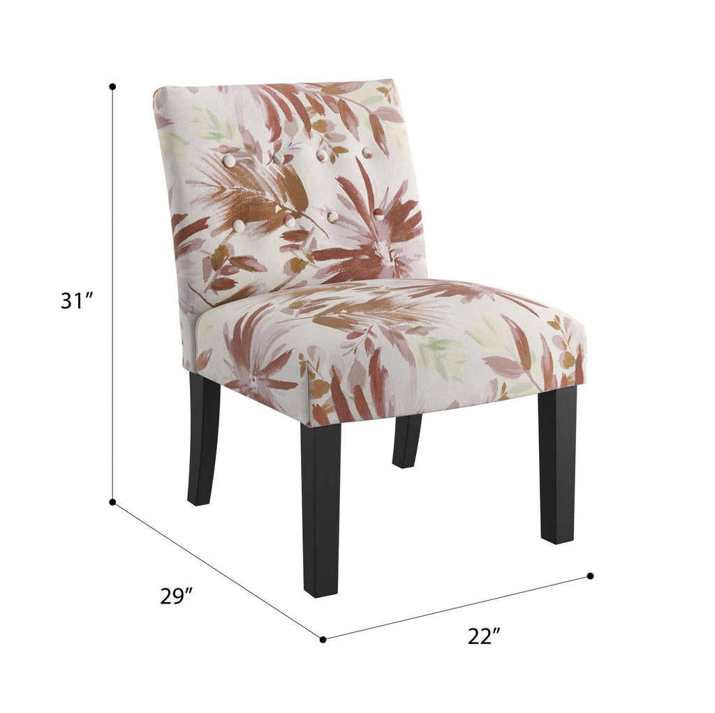 Floral Accent Chair with Modern Design - Red