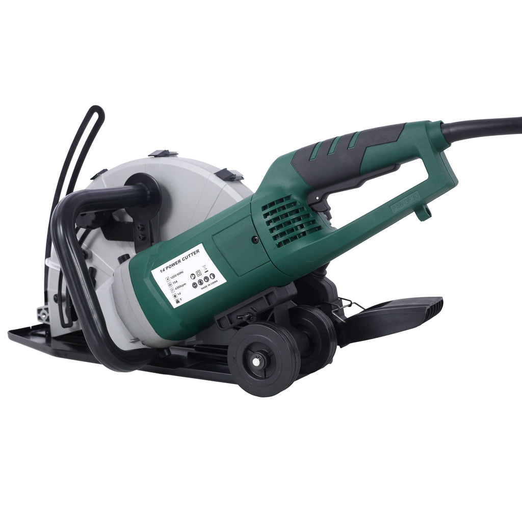 Portable Electric Circular Concrete Saw with 14" Wet/Dry Diamond Blade - Green