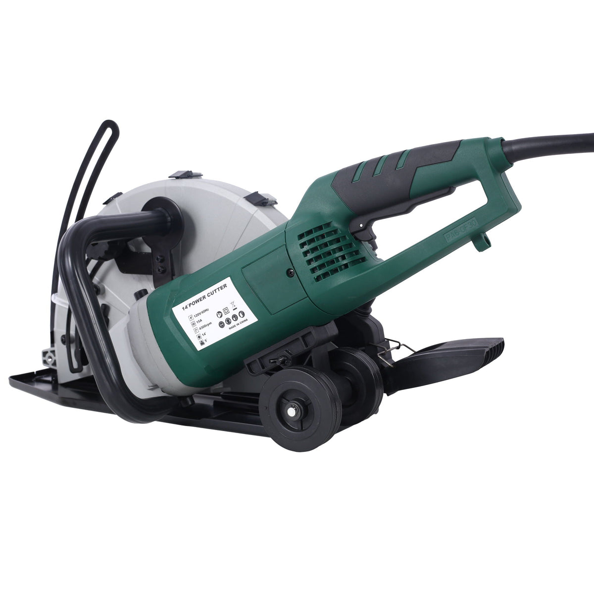 Portable Electric Circular Concrete Saw with 14" Wet/Dry Diamond Blade - Green