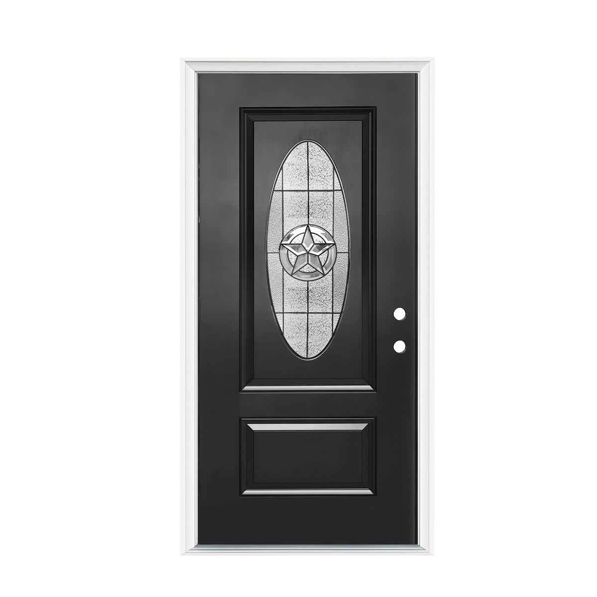 36"x80" Fiberglass Front Door with Durable Construction - Black