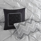 7 Piece Tufted Comforter Set Grey Queen