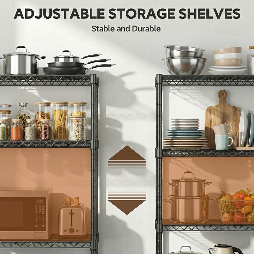 6-Tier Metal Storage Shelves with 2100LBS Capacity - Carbon Steel