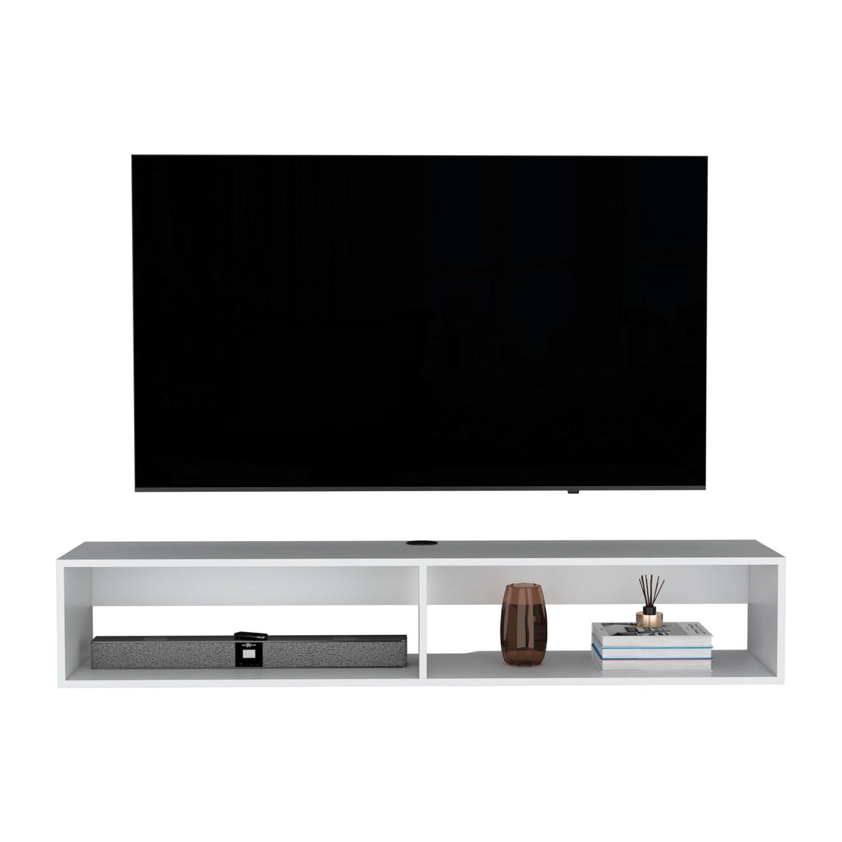 Moore Floating TV Stand with Cable Management - Light Brown, Black, or White