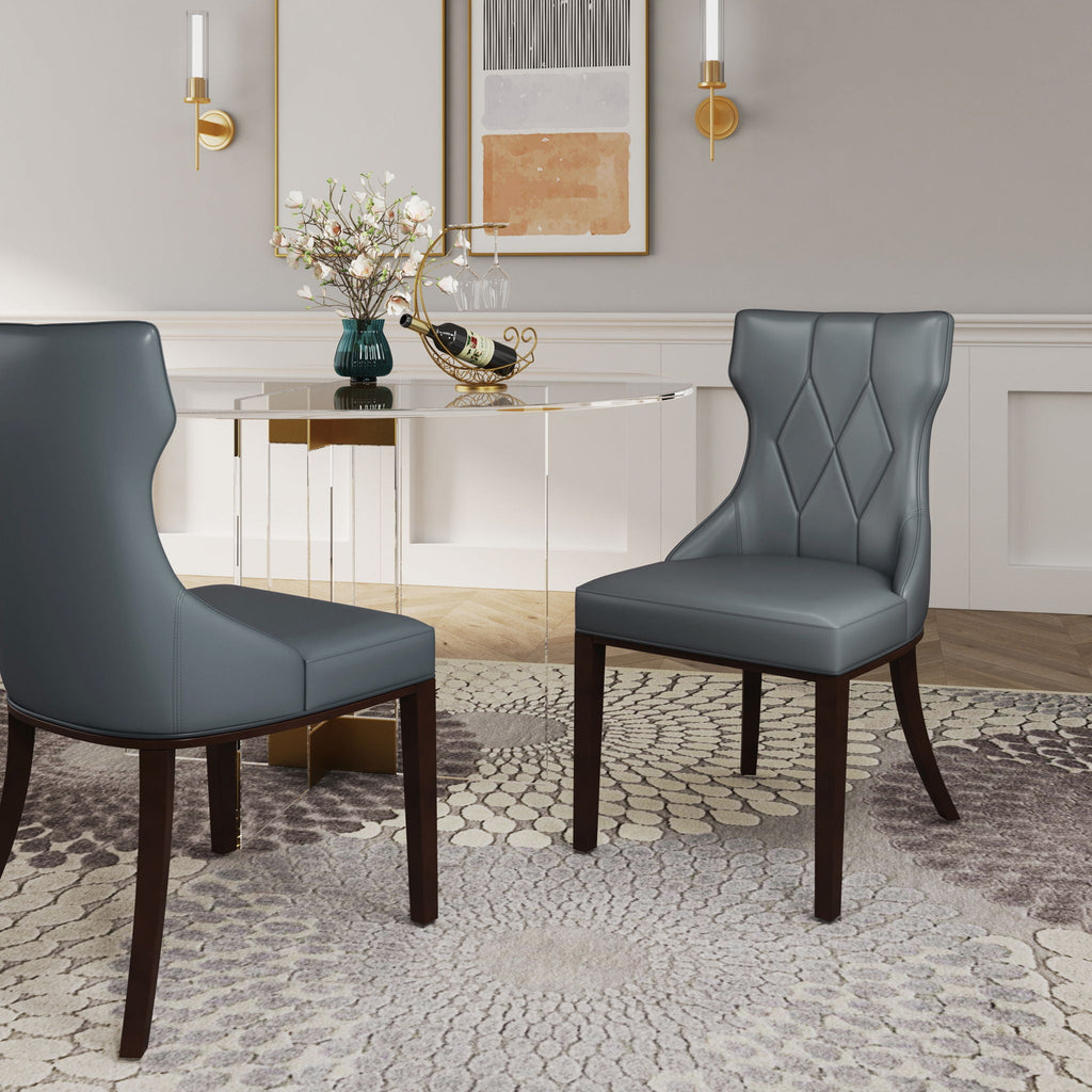 Reine Dining Chair Set of 2 with Solid Wood Frame and Classic Design - Multiple Colors