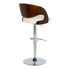 Mid-Century Modern Adjustable Barstool Set with Swivel - Chrome / Cherry / White