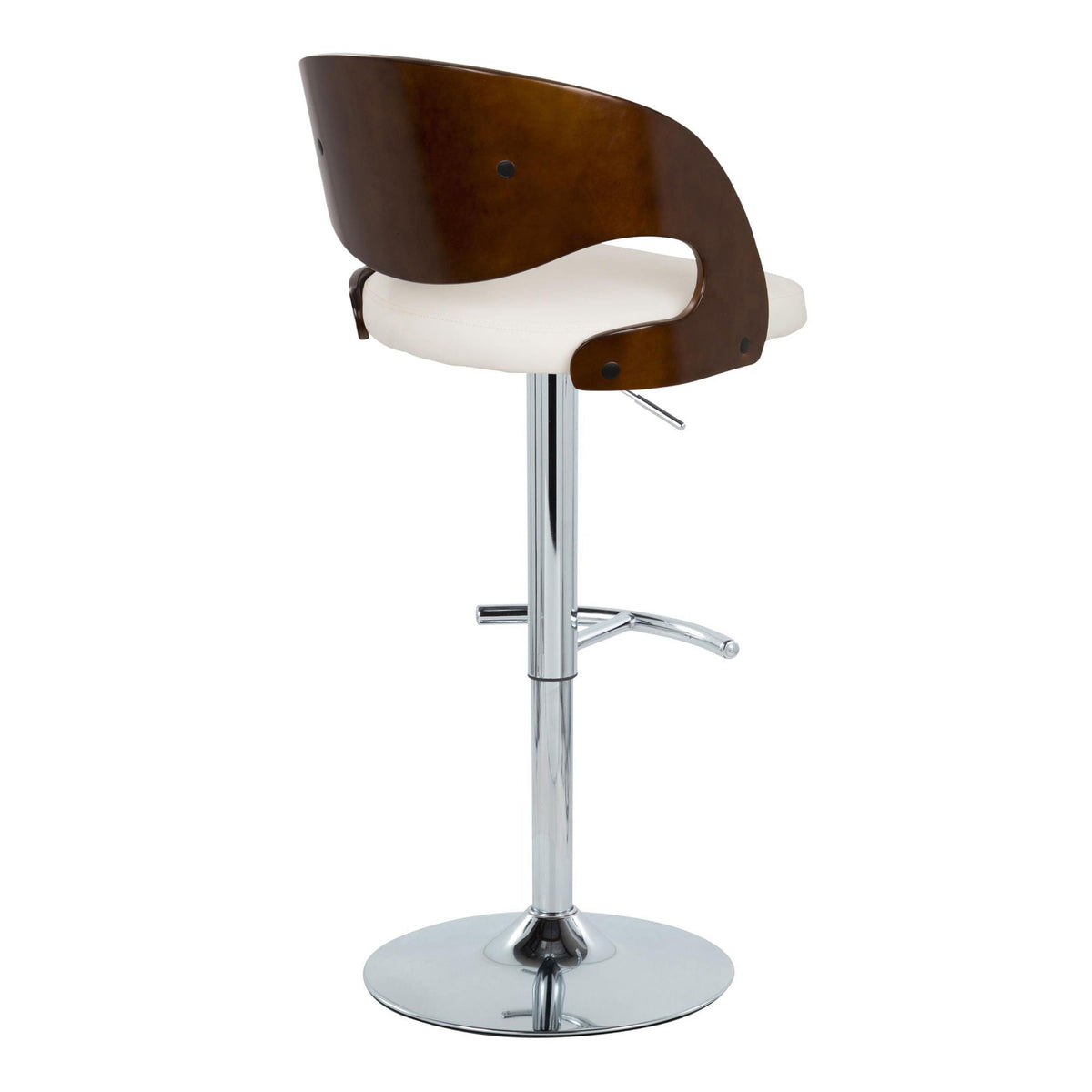 Mid-Century Modern Adjustable Barstool Set with Swivel - Chrome / Cherry / White