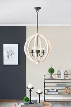 Hanging Light Fixture Chandelier with Adjustable Chain - Light Brown or White