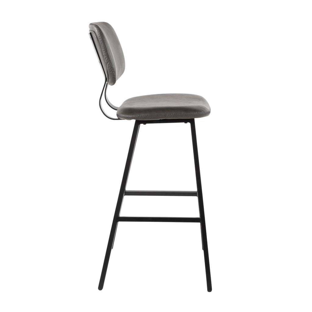 Contemporary Barstool Set with Zig Zag Stitching - Black / Gray