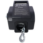 Reversible Electric Trailer Winch with Galvanized Wire Rope - Black