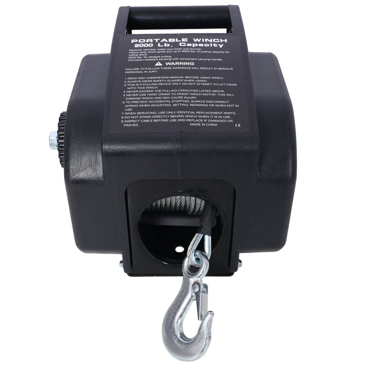 Reversible Electric Trailer Winch with Galvanized Wire Rope - Black