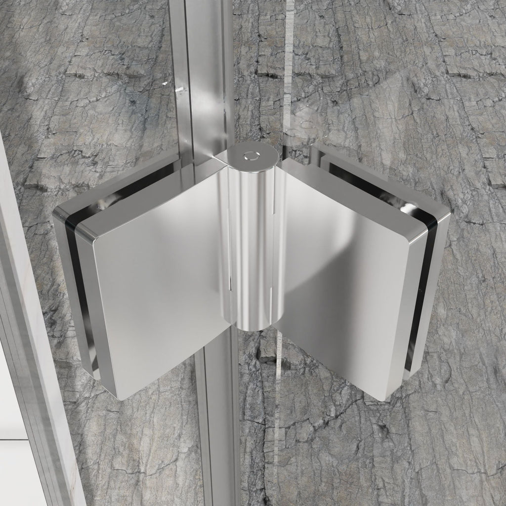 Frameless Bi Fold Shower Doors with Tempered Glass - Chrome