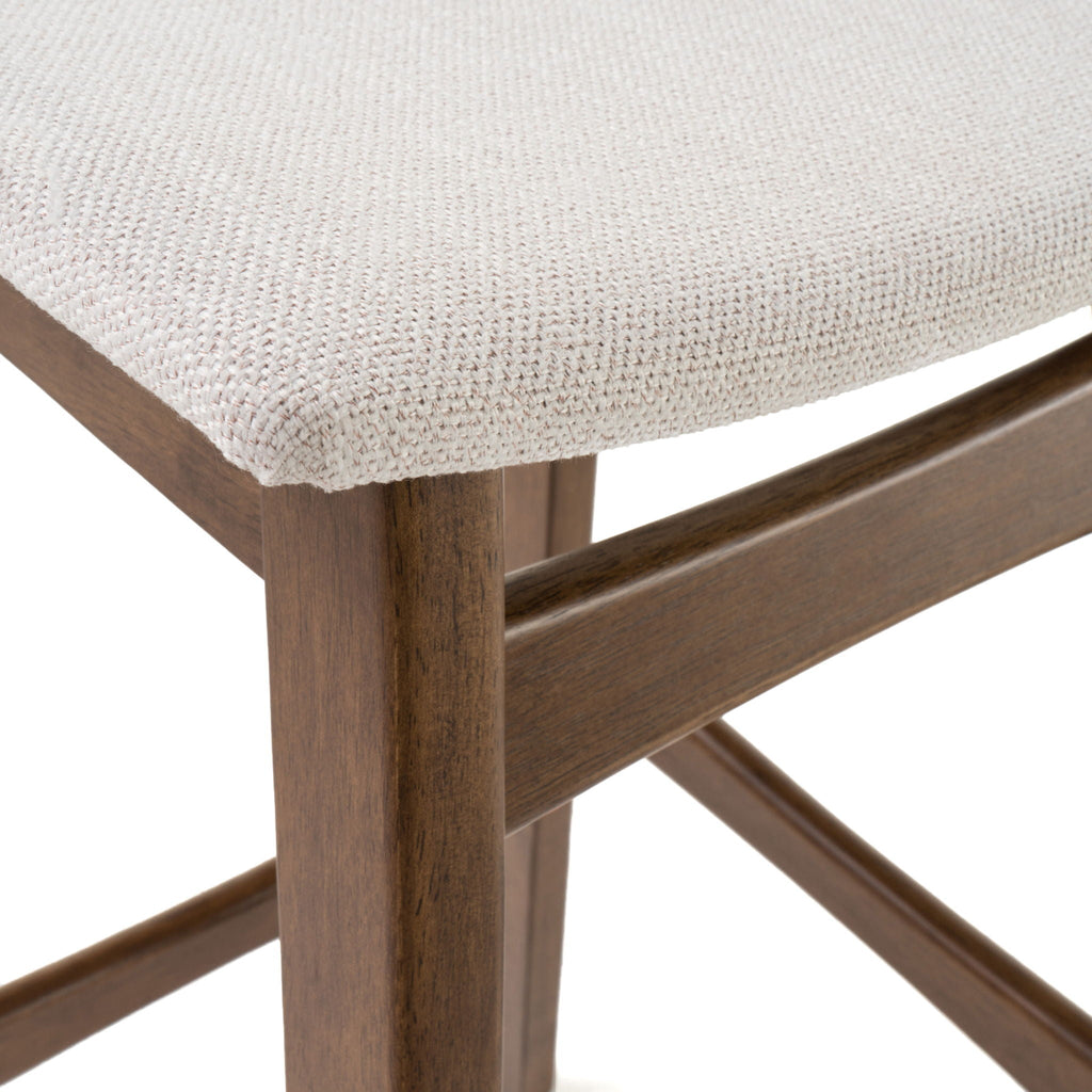 Mid Century Modern Bar Stool Set with Upholstered Seating - Beige or Dark Gray