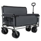 3-in-1 Convertible Folding Wagon Cart with Bench Seat & Storage - Gray