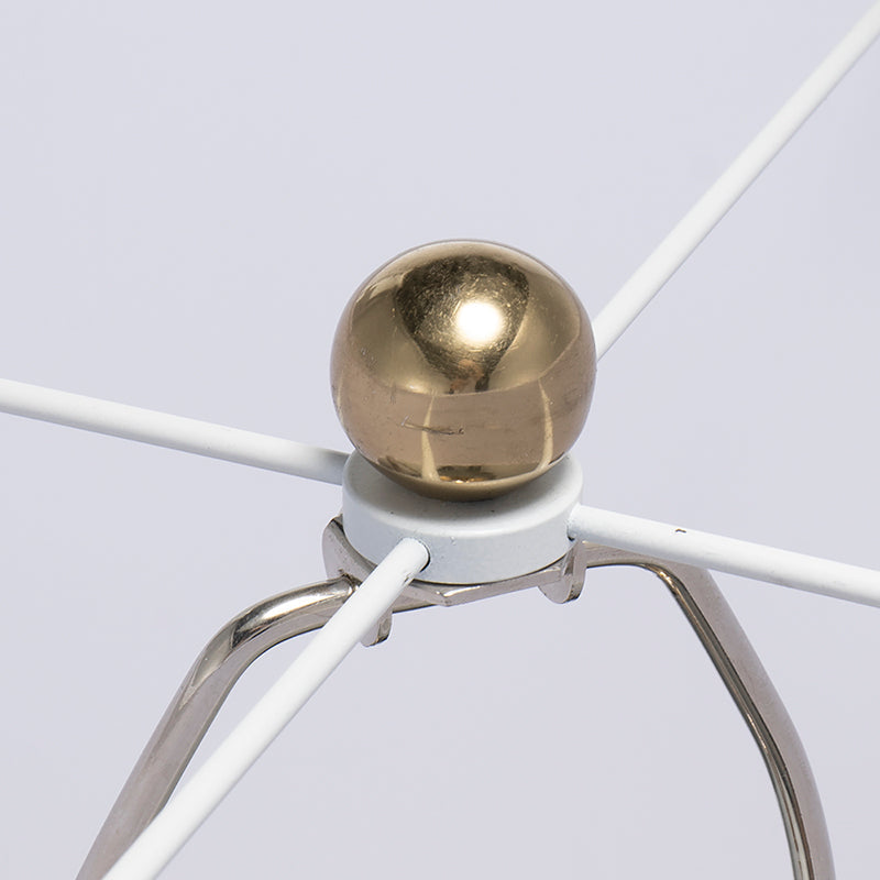 Round Aluminum Table Lamp with Fabric Shade - Gold