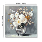 Chrysanthemum Vase Canvas Wall Art Decor - Stone White