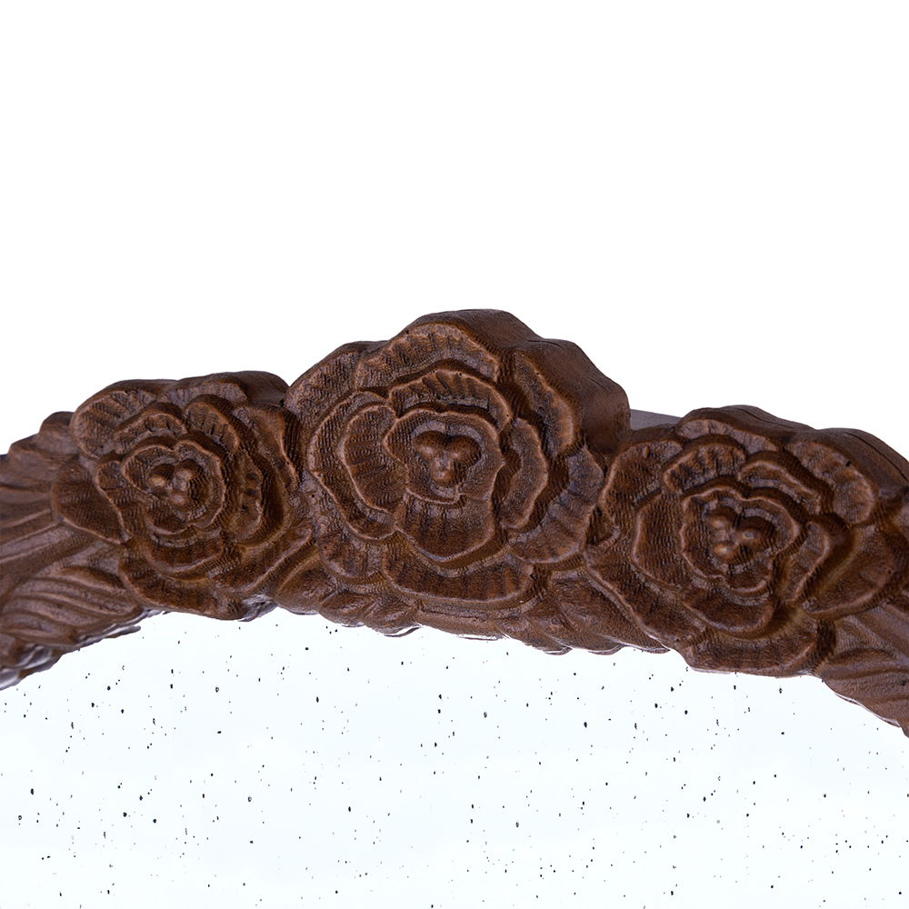 Hand Carved Rose Antique Arched Mirror Frame with Intricate Carvings - Black or Light Brown