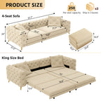 3-In-1 Convertible Sleeper Sofa Set with Deep Seat & Movable Ottoman - White, Beige, Gray