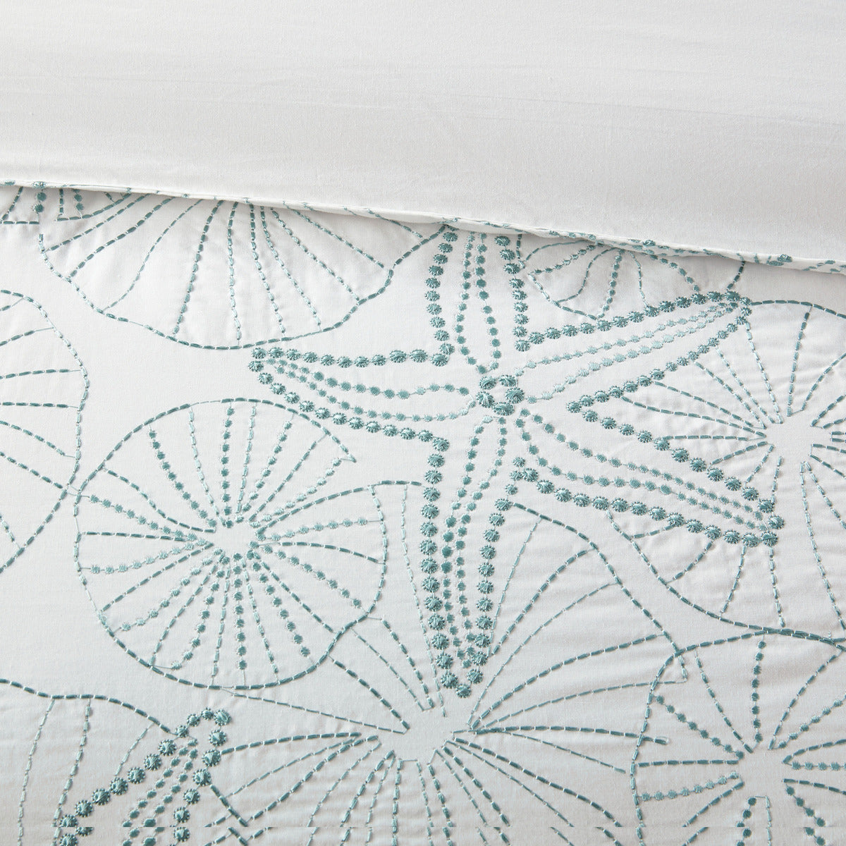 White King Comforter Set with Coastal Embroidery - 100% Cotton