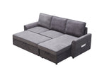 Modern Modular L-Shaped Sofa Bed with Chaise - Dark Grey Linen