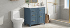 36" Bathroom Vanity with Ceramic Sink and Ample Storage - Blue Gray, Black, White