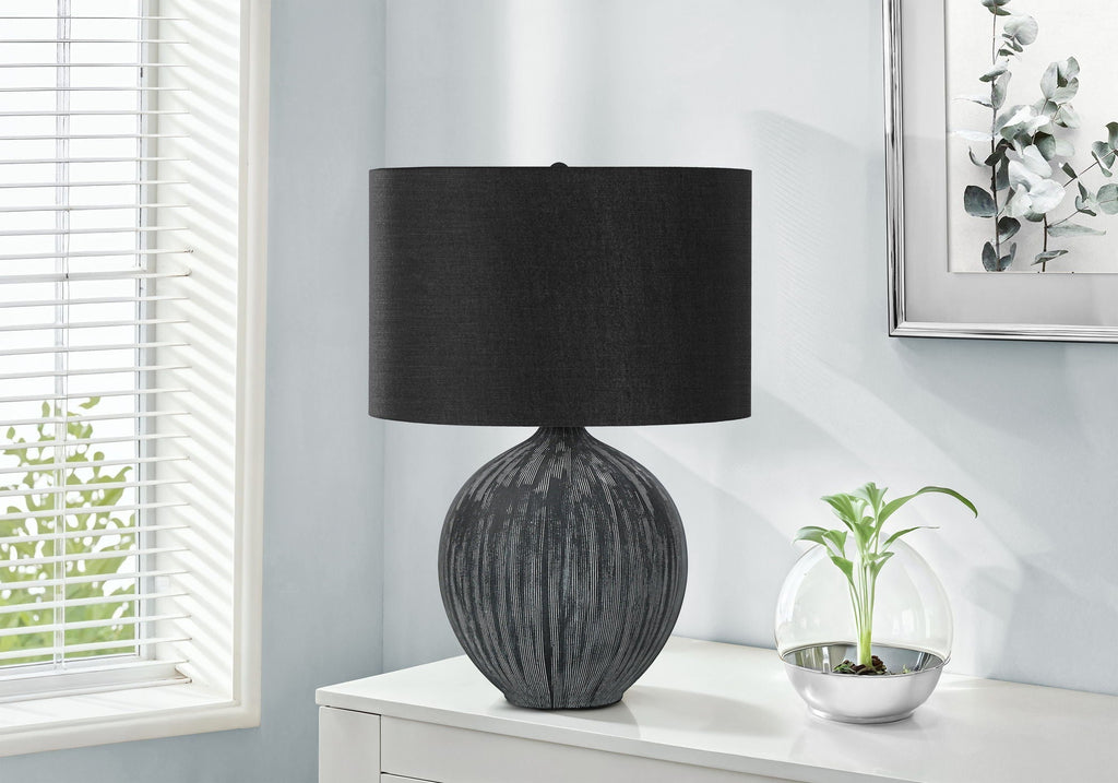 Black Ceramic Contemporary Table Lamp with Fabric Shade - Black