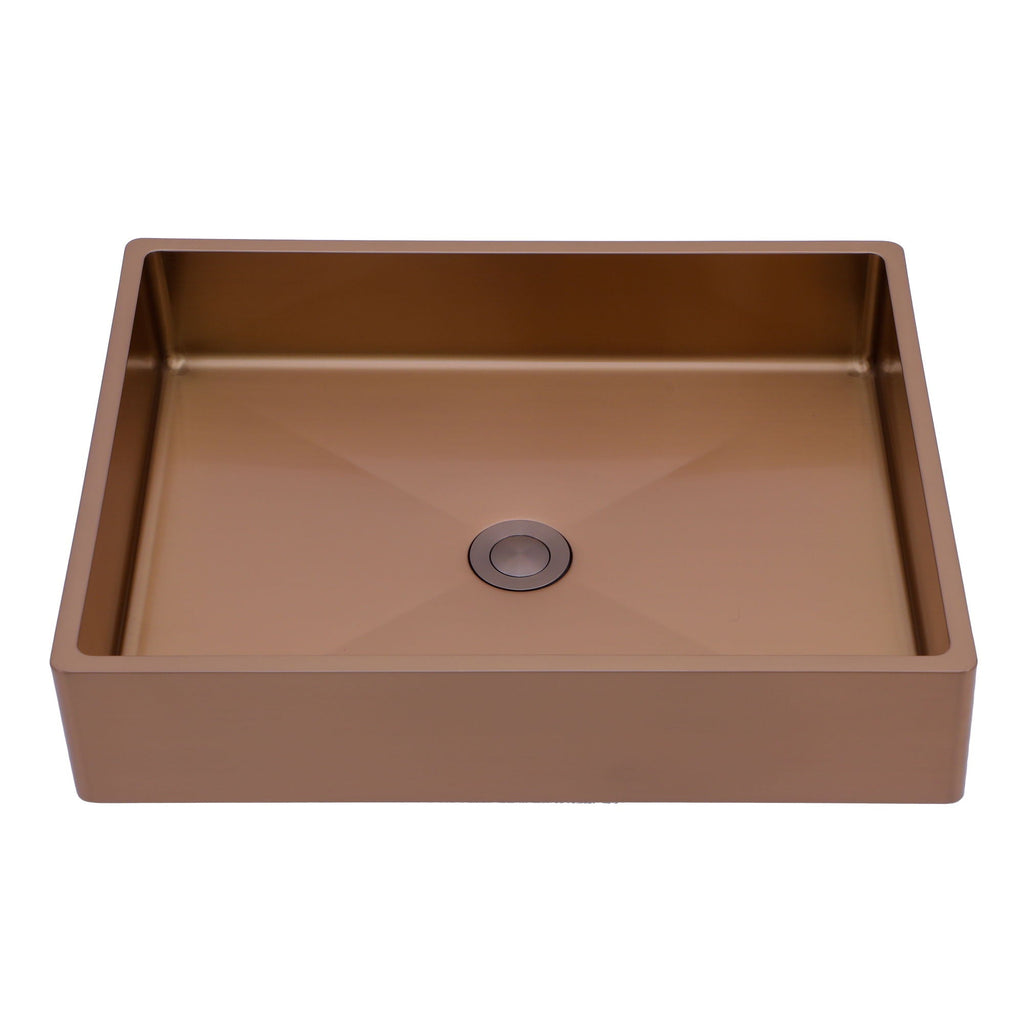 Stainless Steel Bathroom Sink with Pop Up Drain - Rose Gold 19" x 15"