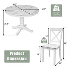 5-Piece Solid Wood Dining Set — White or Dark Gray
