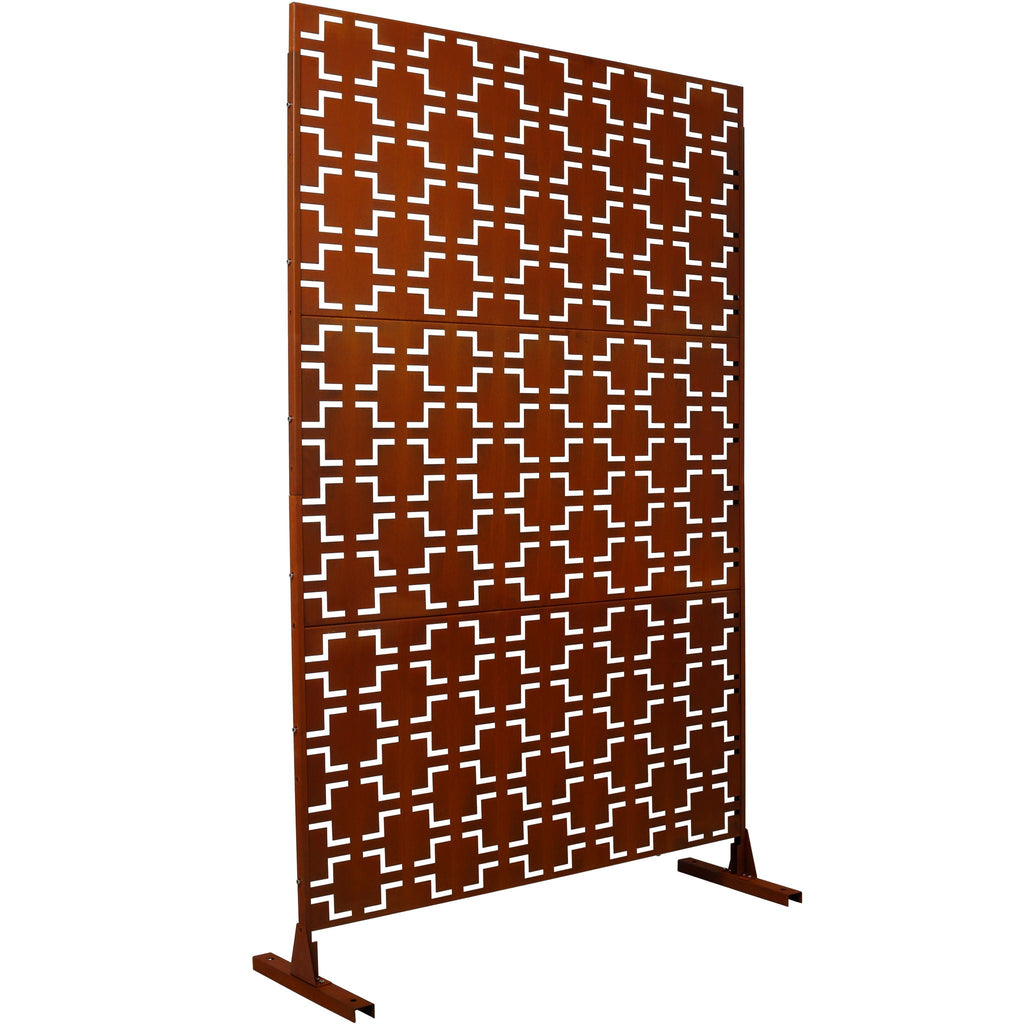 Black Metal Room Divider Privacy Screen with Rust-Resistant Finish