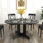 Expandable Oval Farmhouse Dining Table with Removable Leaf and X-Shaped Base - Black