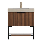 YOLAN 30" Bathroom Vanity with Sintered Stone Sink Top - Walnut