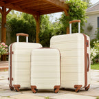 3 Piece Hardside Spinner Luggage Set with TSA Lock - Blue, Purple, Pink, Beige