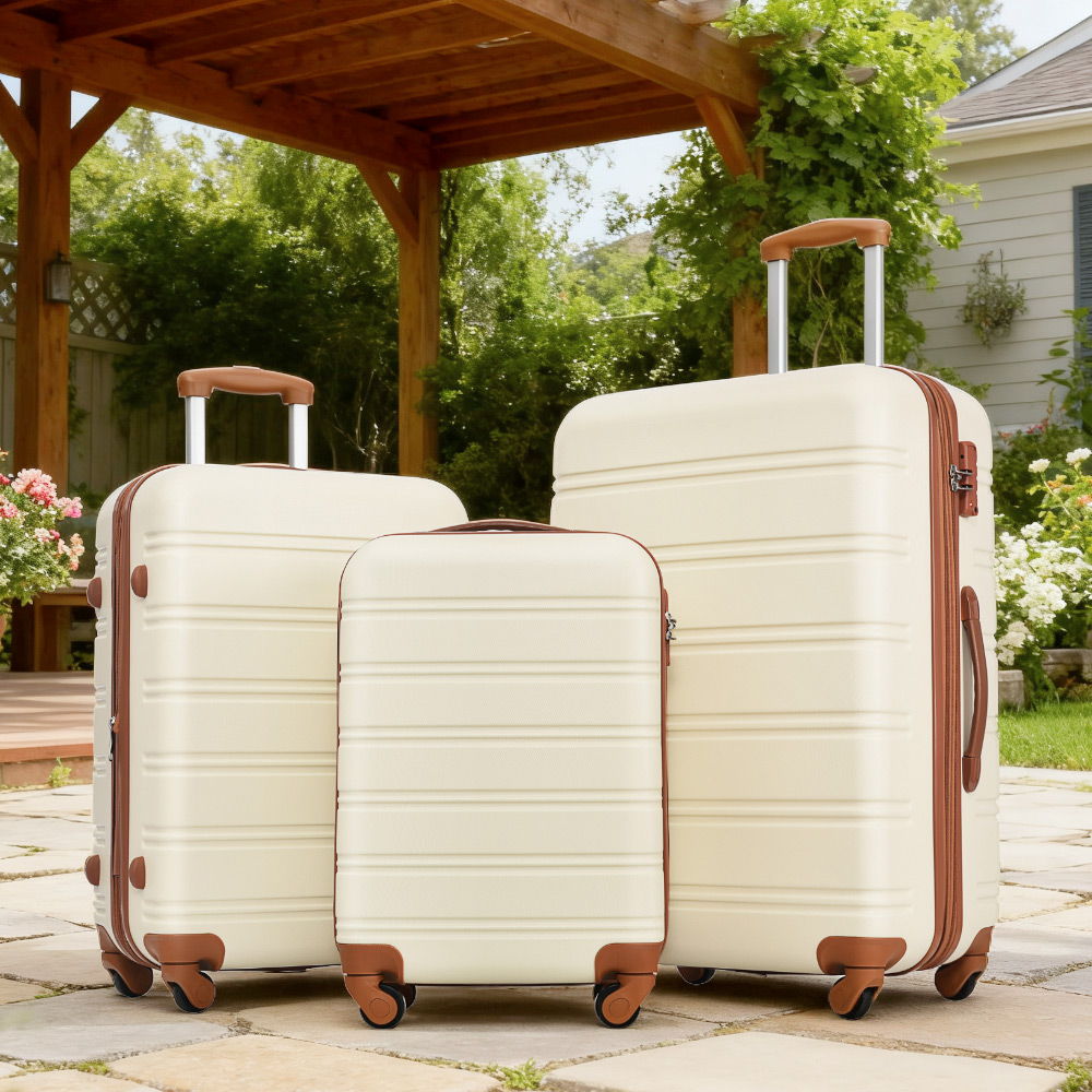 3 Piece Hardside Spinner Luggage Set with TSA Lock - Blue, Purple, Pink, Beige