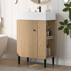 Bathroom Vanity with Single Ceramic Sink and Side Storage - Multiple Colors