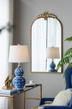 Blue and White Ceramic Vase Table Lamp with White Linen Shade - 25.7" High