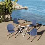 4 Piece Outdoor Set with Folding Table and Single Chairs - Blue, Red, Orange