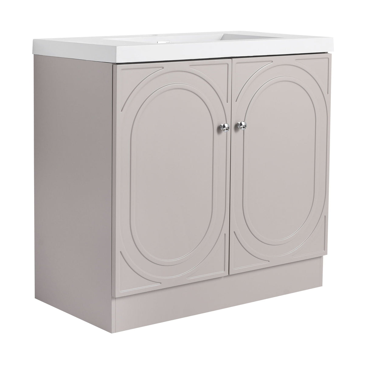 Contemporary Freestanding Bathroom Vanity with Resin Sink & Soft-Close Cabinet Doors - White, Dark Green, or Pearl