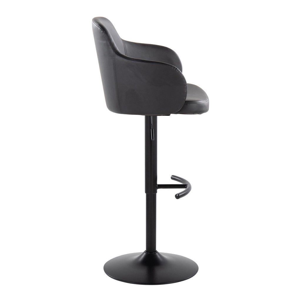 Contemporary Adjustable Barstool Set with Swivel - Rounded T Footrest - Dark Gray or Black