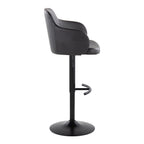 Contemporary Adjustable Barstool Set with Swivel - Rounded T Footrest - Dark Gray or Black