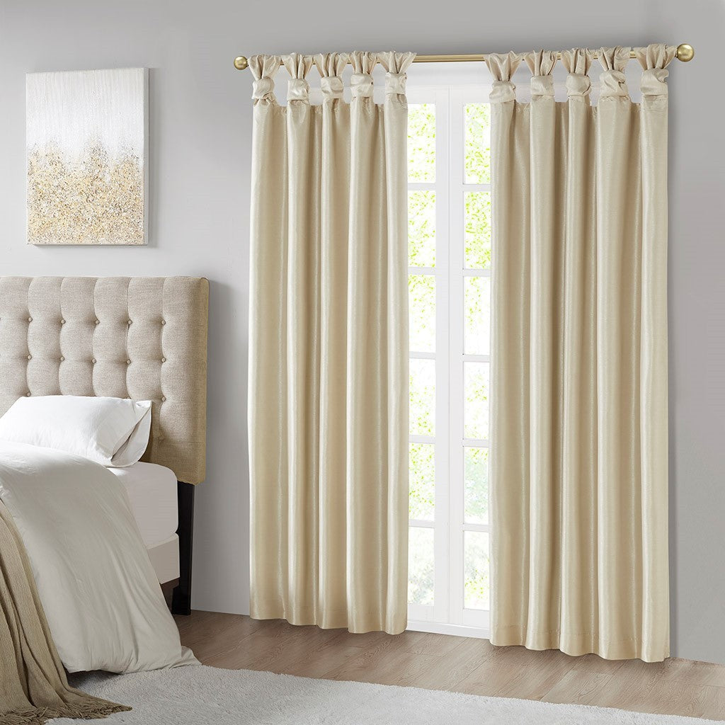 Twist Tab Total Blackout Window Curtain Panel with Thermal Lining - Champagne