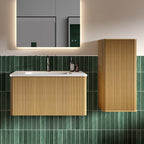 Floating Side Cabinet with Striped Texture - Bathroom Storage