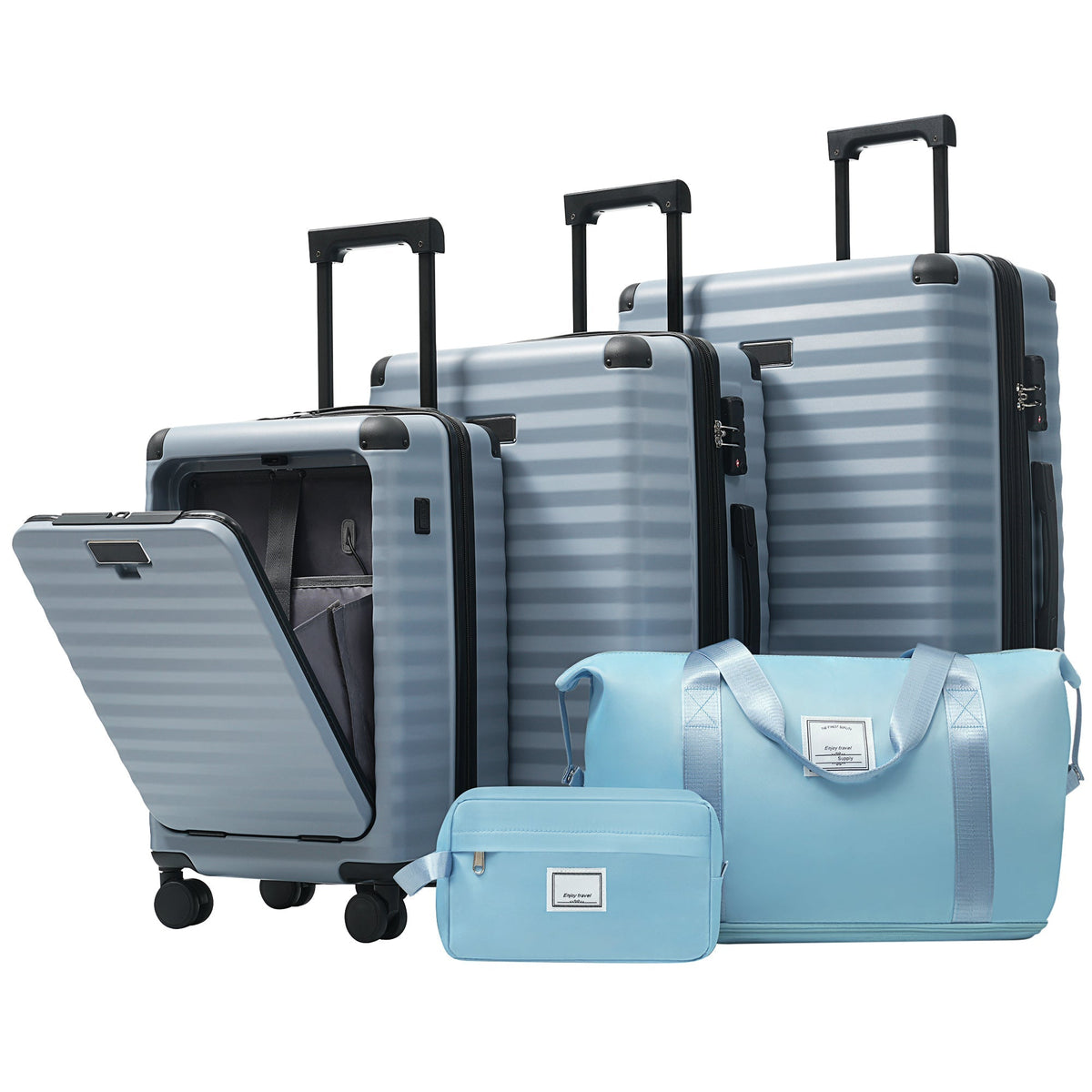 Deluxe 5-Piece Hard-Side Luggage Set with USB and TSA Locks - Multiple Colors