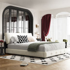 Tufted Headboard Upholstered Bed with Ultra-Soft Cloud Pillow Design - White or Black