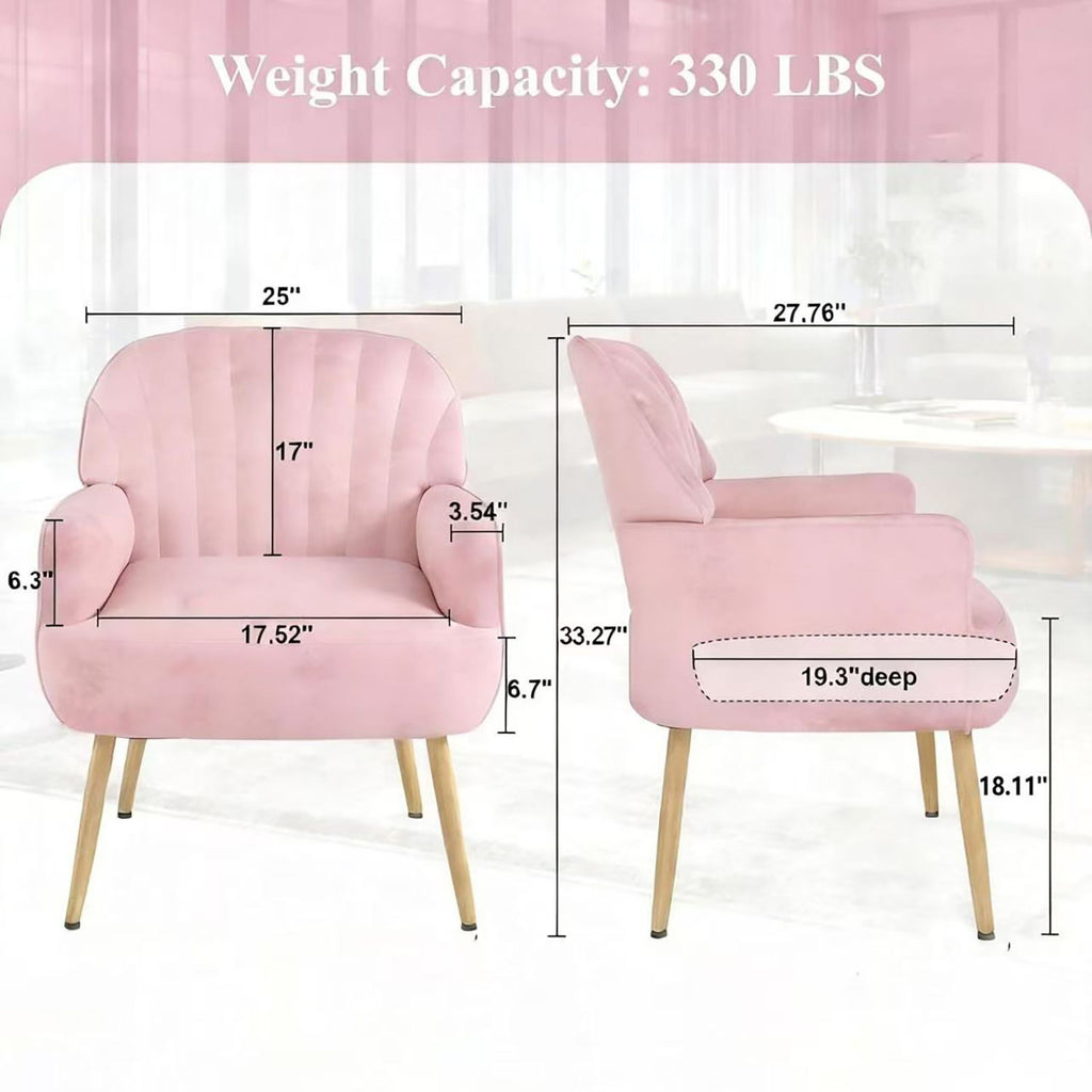 Upholstered Accent Armchair with Shell-Shaped Design - Multiple Colors