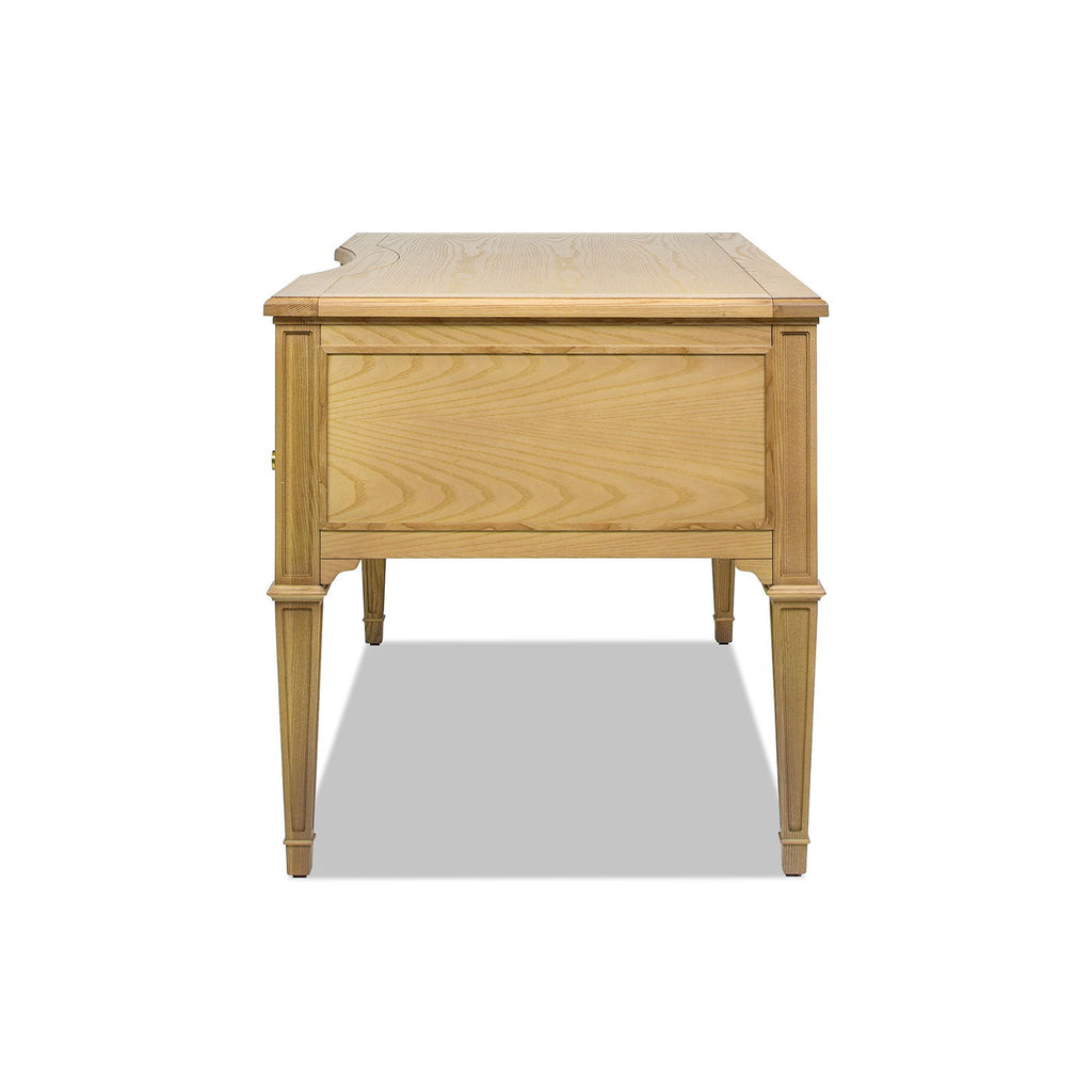 Dauphin 5 Drawer Executive Desk with Solid Rubber Hardwood - Gray or Light Brown
