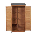 Outdoor Storage Shed with Vertical Tool Cabinet - Solid Wood, Dark Gray or Light Brown